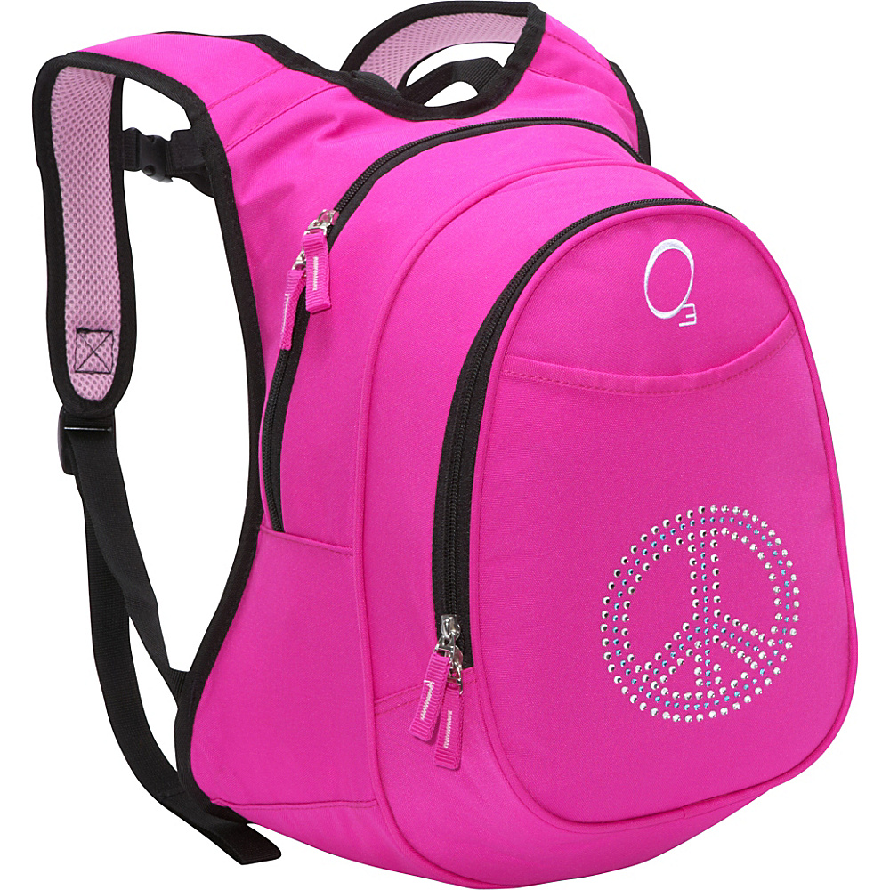 Obersee Kids Pre School Peace Backpack with Integrated Lunch Cooler Pink Bling Rhinestone Peace Obersee Everyday Backpacks