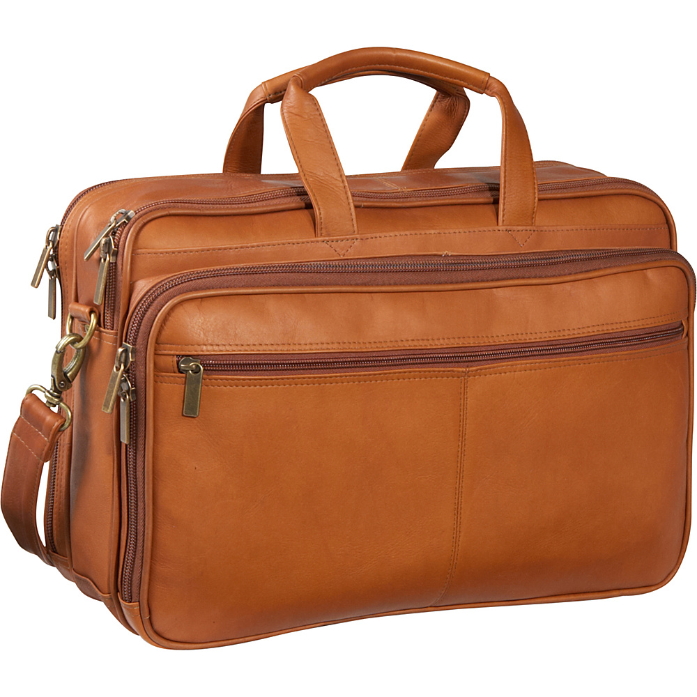 Le Donne Leather Two Compartment Computer Brief Tan