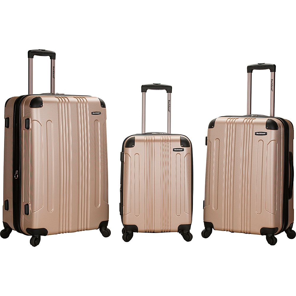 Rockland Luggage Sonic 3 Piece Hardside Spinner Set Champagne Rockland Luggage Luggage Sets