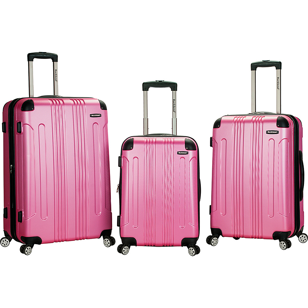 Rockland Luggage Sonic 3 Piece Hardside Spinner Set Pink Rockland Luggage Luggage Sets