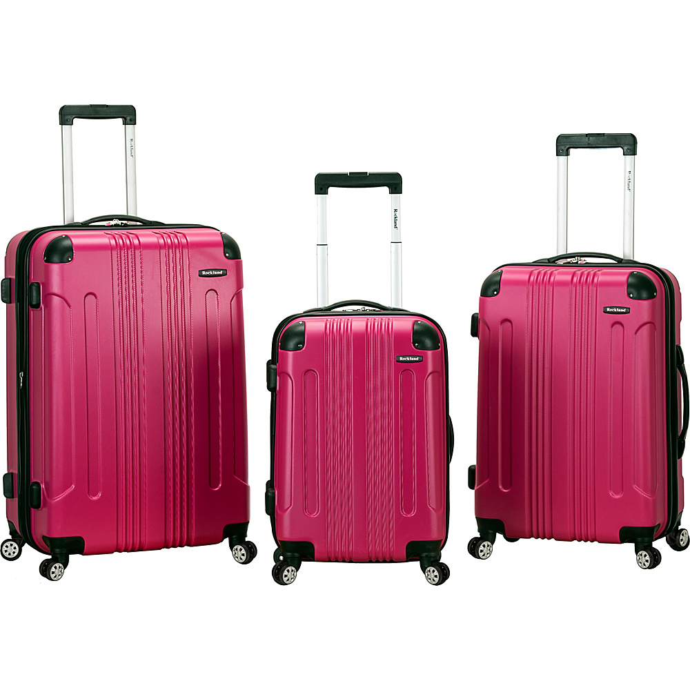 Rockland Luggage Sonic 3 Piece Hardside Spinner Set Magenta Rockland Luggage Luggage Sets