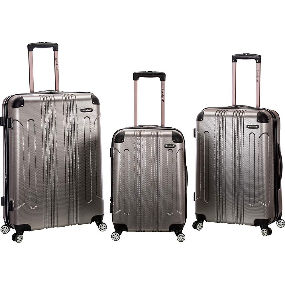 Rockland Luggage Sonic 3 Piece Hardside Spinner Set Silver Rockland Luggage Luggage Sets