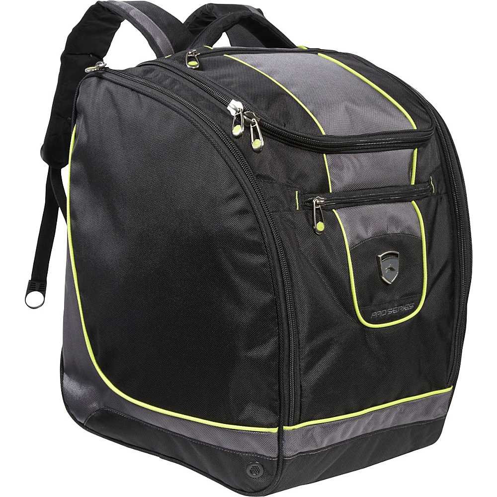 High Sierra Deluxe Trapezoid Boot Bag Black Charcoal Chartreuse High Sierra Ski and Snowboard Bags