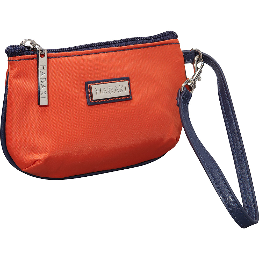 Hadaki Nylon ID Wristlet Orange Navy Hadaki Fabric Handbags