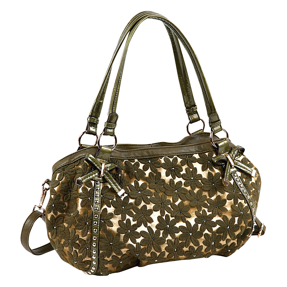 Nicole Lee Avelina Floral Contrast Large Shoulder Bag Green Nicole Lee Manmade Handbags
