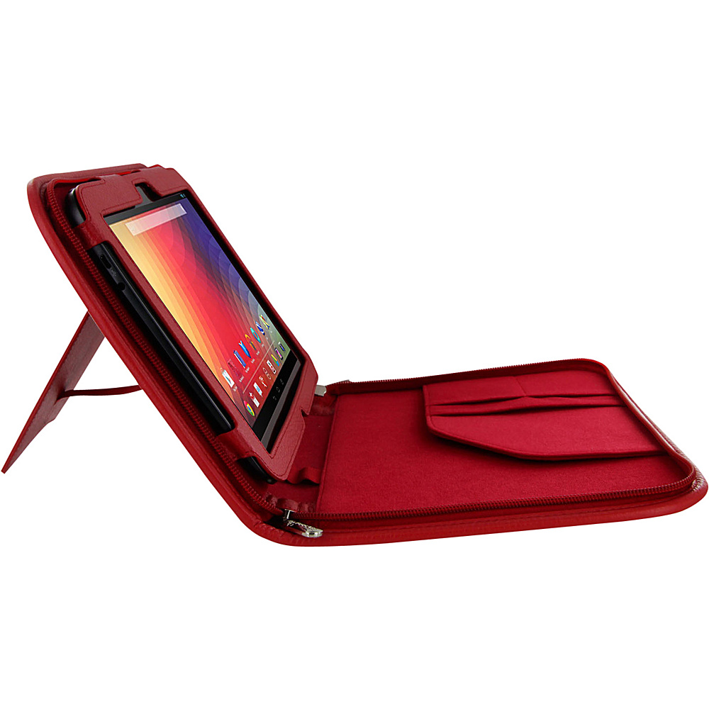 rooCASE Executive Leather Folio Case for Google Nexus 10 Red rooCASE Electronic Cases
