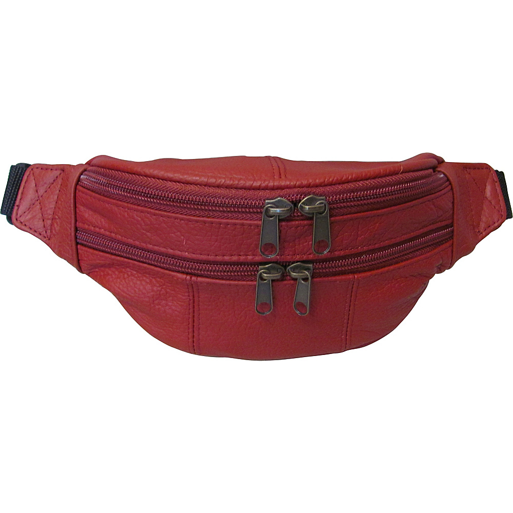 AmeriLeather Leather Fanny Pack Red AmeriLeather Waist Packs