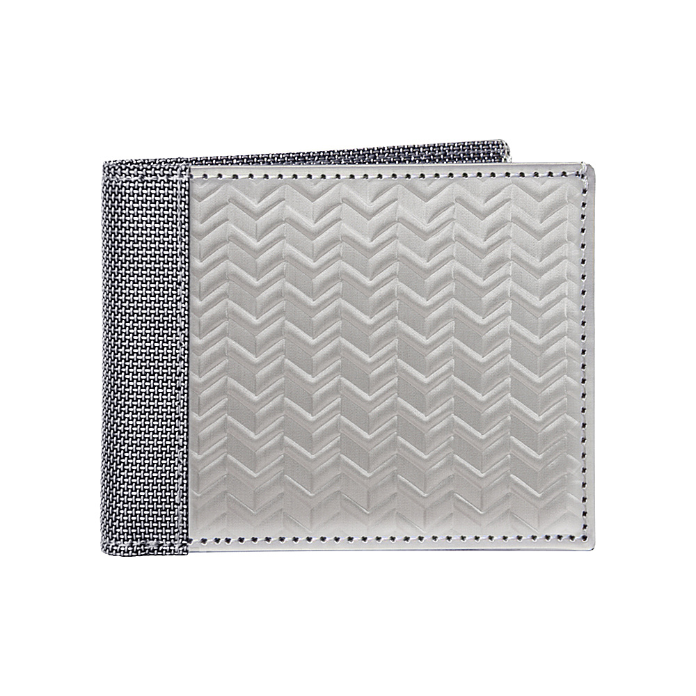 Stewart Stand Herringbone Texture Bill Fold Stainless Steel Wallet RFID Silver Grey Mesh Stewart Stand Men s Wallets