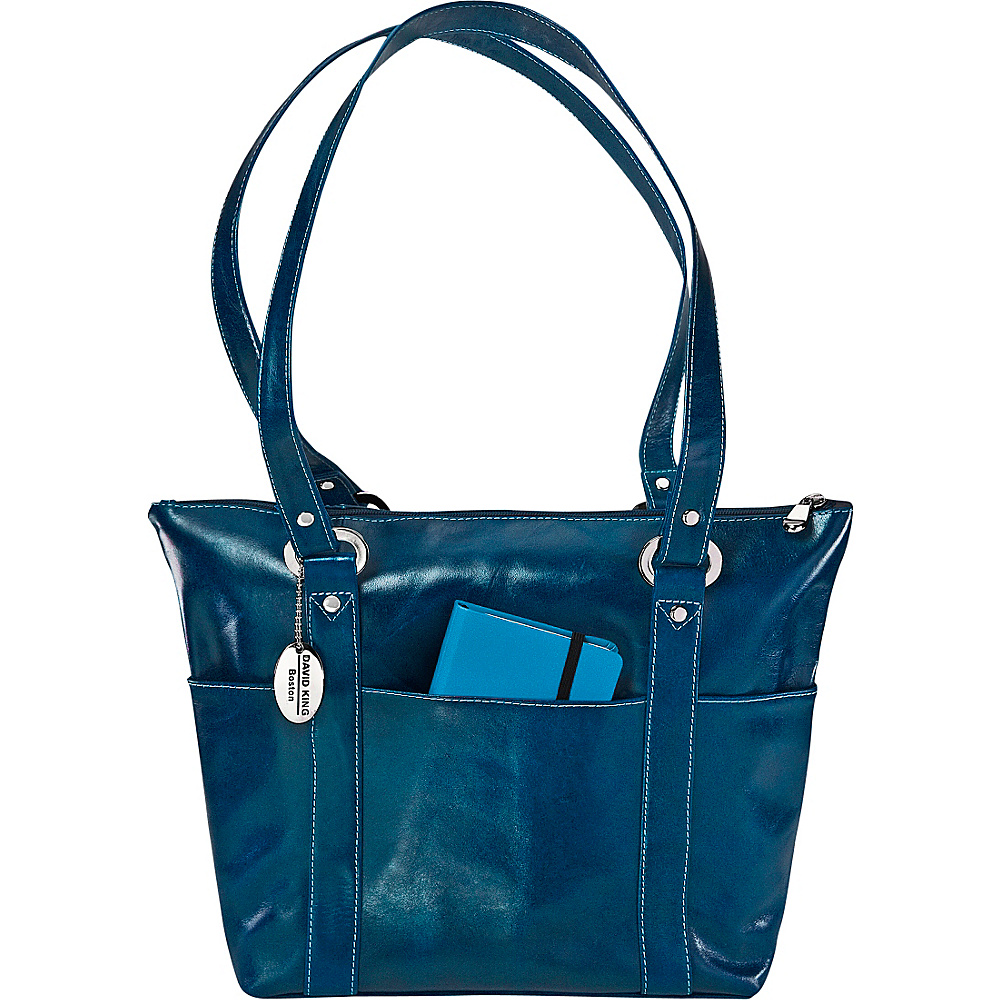 David King Co. Florentine 6 Pocket Shopper Blue David King Co. Leather Handbags