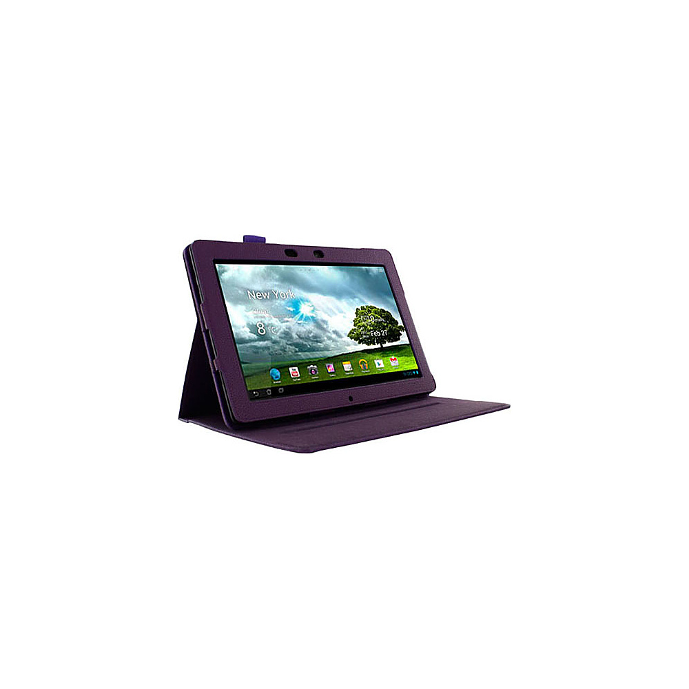 rooCASE Asus MeMO Pad 10 Dual View Vegan Leather Folio Case Purple rooCASE Electronic Cases