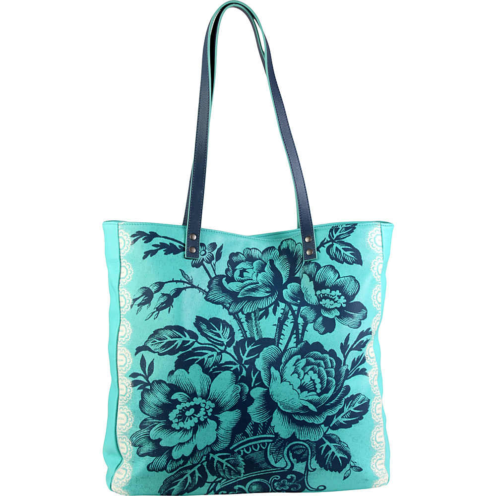 Amy Butler for Kalencom Alissa Tote Cabbage Rose Turquoise Amy Butler for Kalencom Leather Handbags