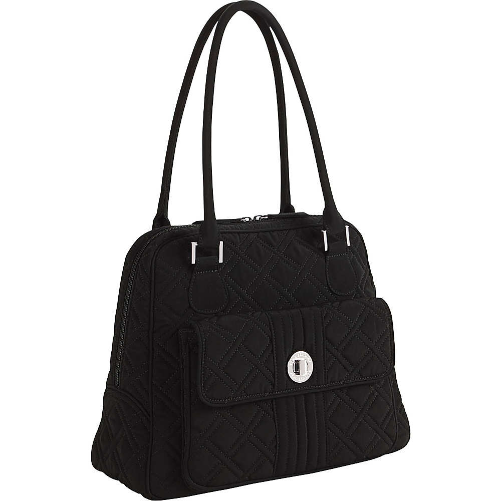 Vera Bradley Turn Lock Satchel Solids Black Vera Bradley Fabric Handbags