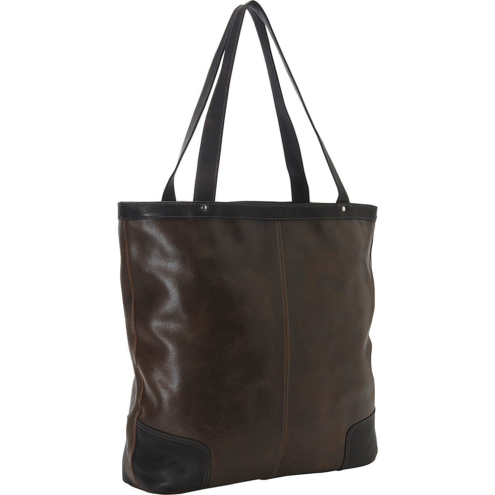 Piel Vintage Vertical Leather Tote Vintage Brown Piel Leather Handbags