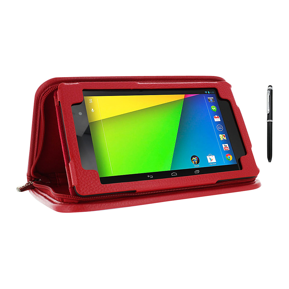 rooCASE Google Nexus 7 FHD Executive Portfolio Leather Case Red rooCASE Electronic Cases