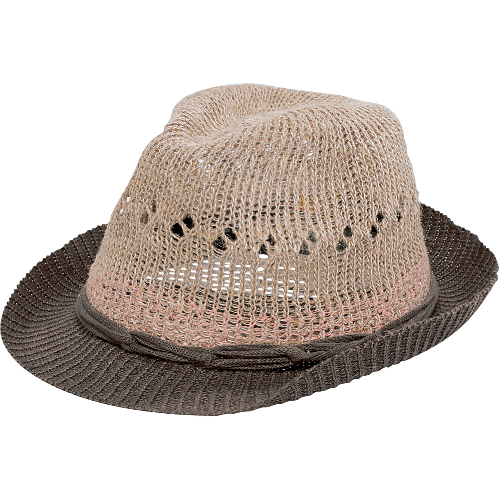 San Diego Hat Knit Fedora With Solid Brim And Knotted Band Camel San Diego Hat Hats