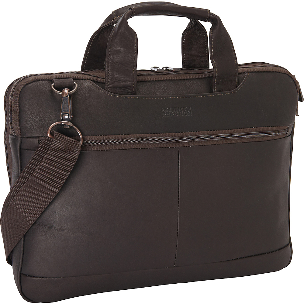 Kenneth Cole Reaction Double Sided Laptop Bag Colombian Leather Brown Kenneth Cole Reaction Non Wheeled Business Cases