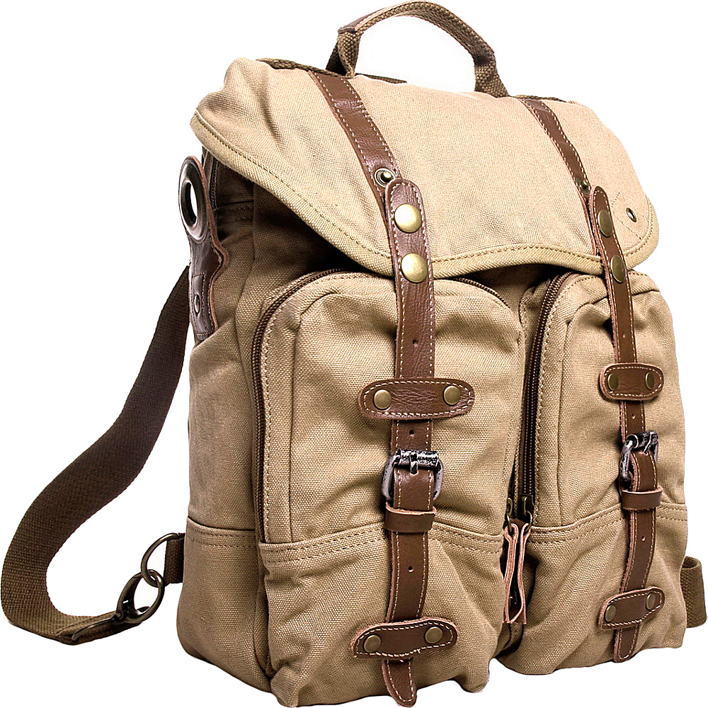 Vagabond Traveler Tall 13 Casual Backpack Messenger Bag Khaki Vagabond Traveler Day Hiking Backpacks