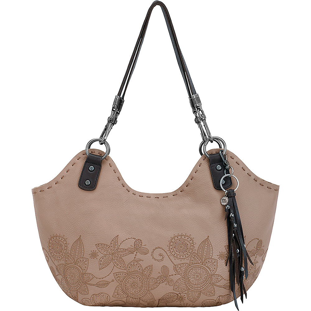 The Sak Indio Satchel Shoulder Bag Leather Mocha Floral The Sak Leather Handbags