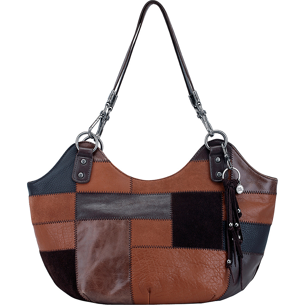 The Sak Indio Satchel Shoulder Bag Leather Brown Patch The Sak Leather Handbags