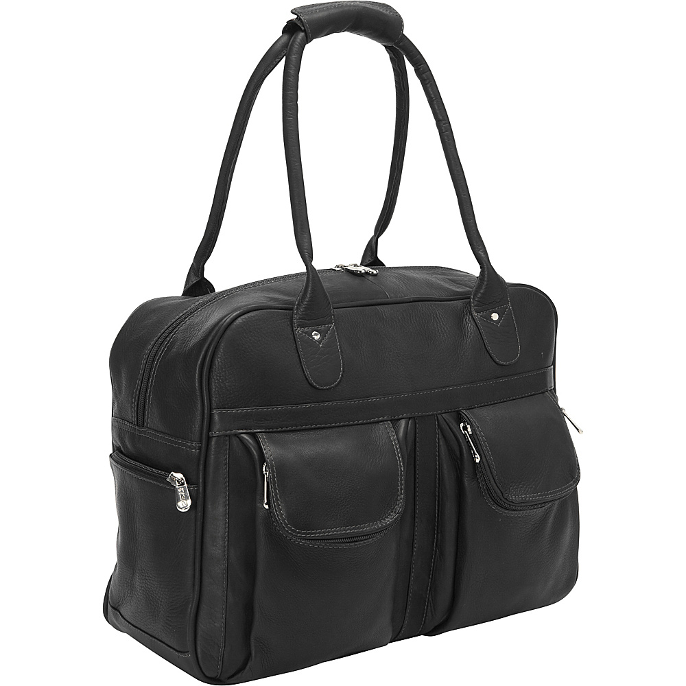 Piel Multi-Pocket Satchel Black - Piel Luggage Totes and Satchels