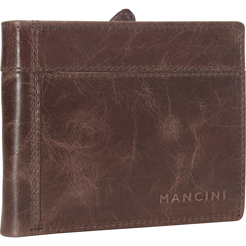 Mancini Leather Goods Mens Classic Wallet with Zippered Coin Pocket Brown Mancini Leather Goods Men s Wallets