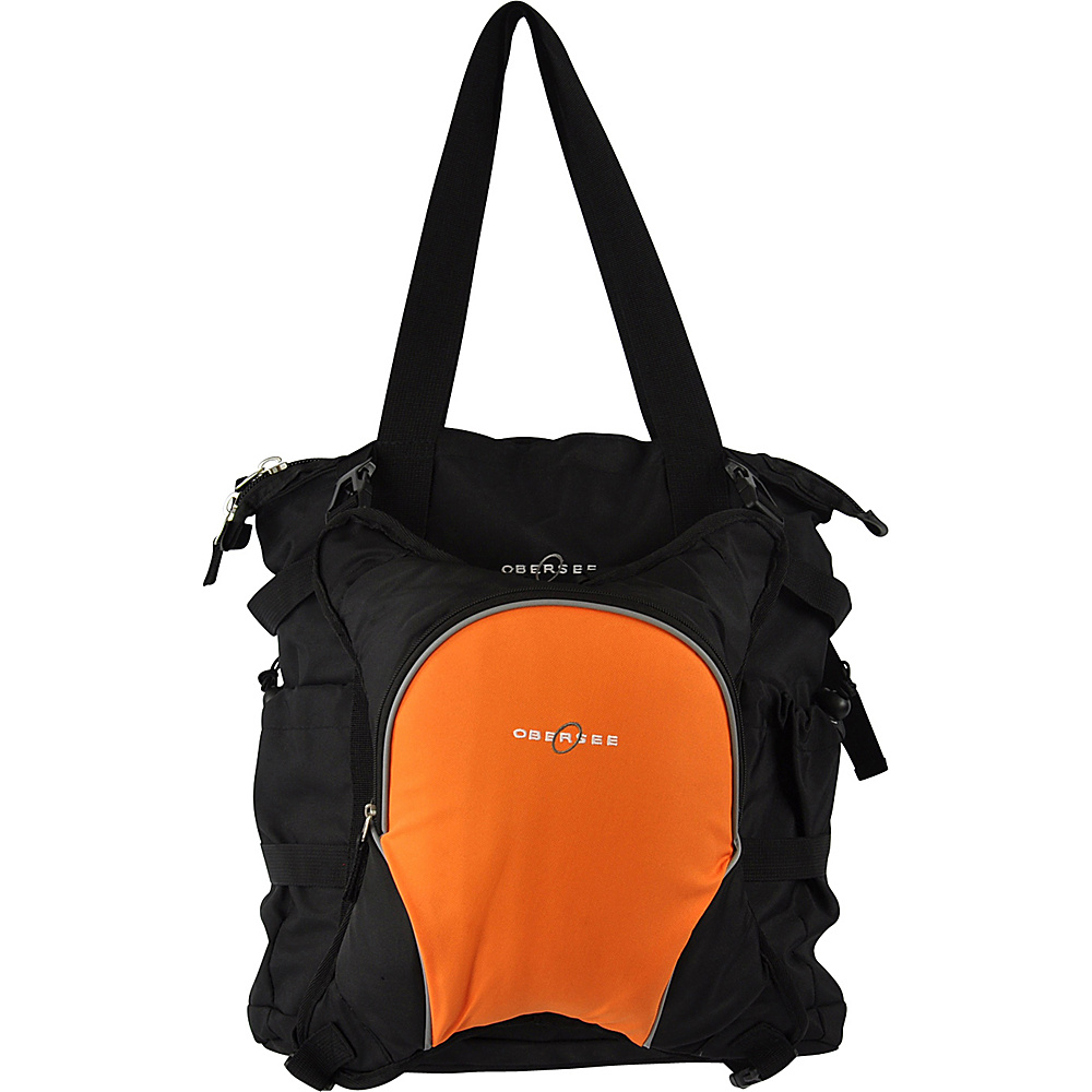 Obersee Innsbruck Diaper Bag Tote with Cooler Black Orange Obersee Diaper Bags Accessories