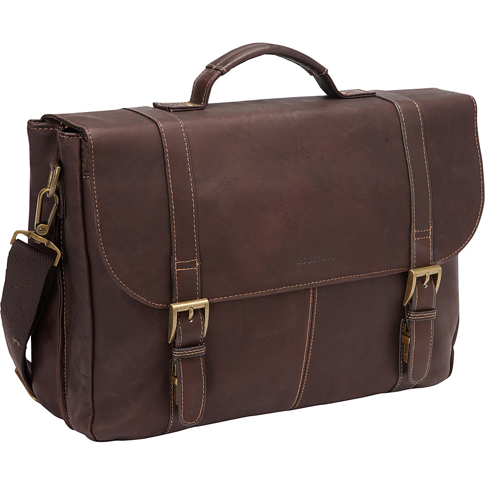 Heritage Colombian Leather Flapover Briefcase Brown Heritage Non Wheeled Business Cases