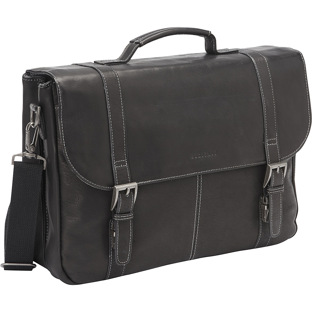Heritage Colombian Leather Flapover Briefcase Black Heritage Non Wheeled Business Cases