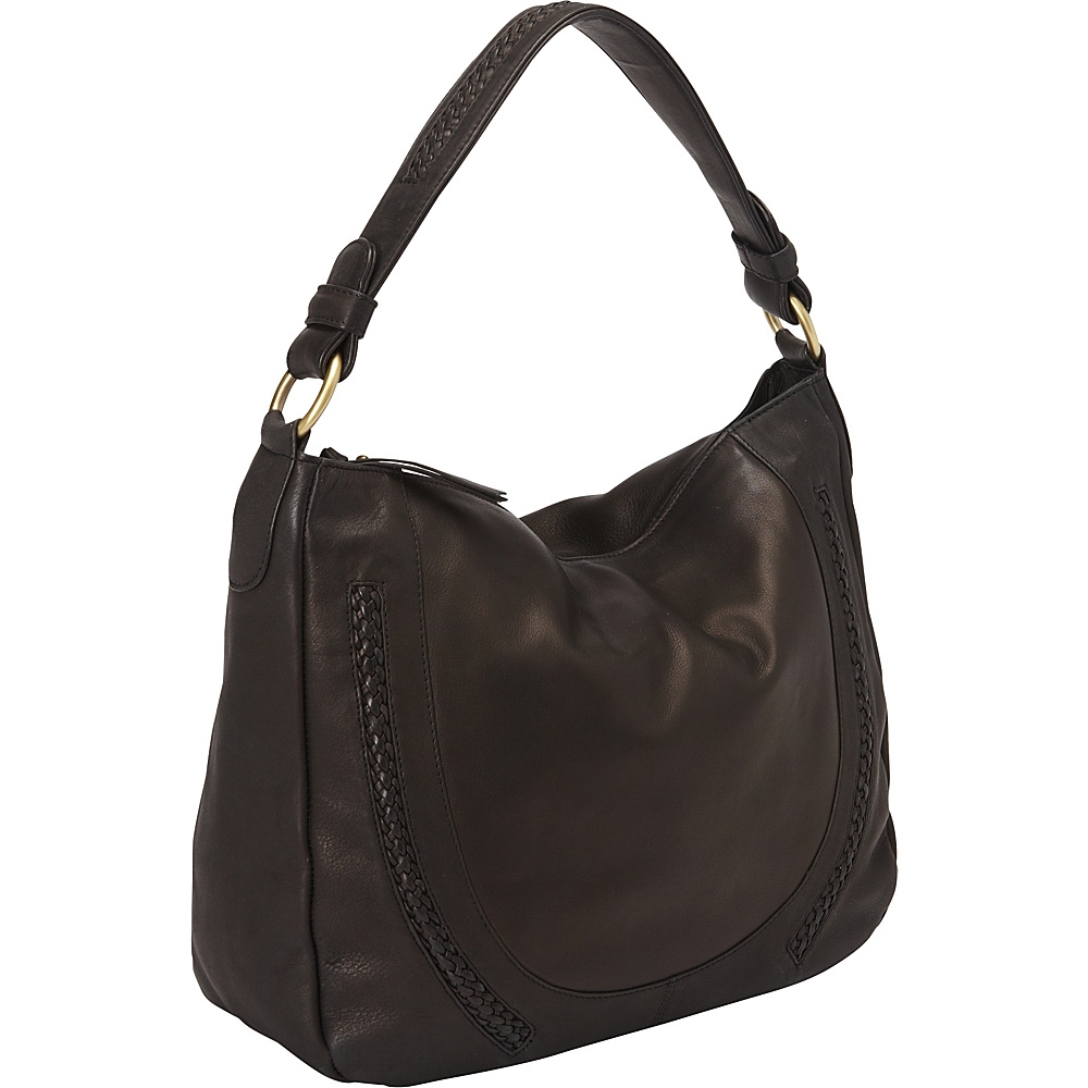 Derek Alexander Inset Top Zip Slouch Bag Black - Derek Alexander Leather Handbags