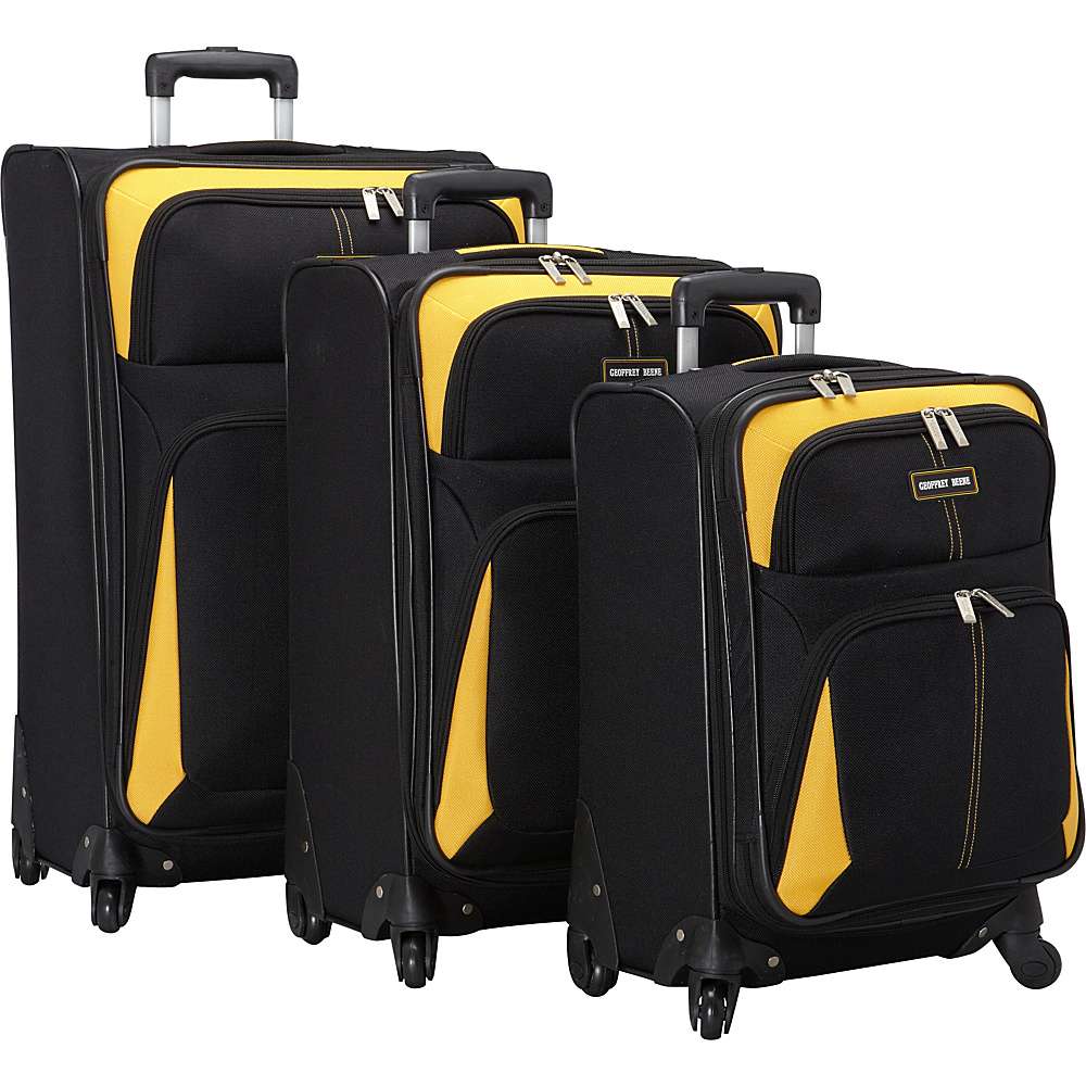 Geoffrey Beene Luggage Golden Gate Collection Luggage Set Black with Yellow Trim Geoffrey Beene Luggage Luggage Sets