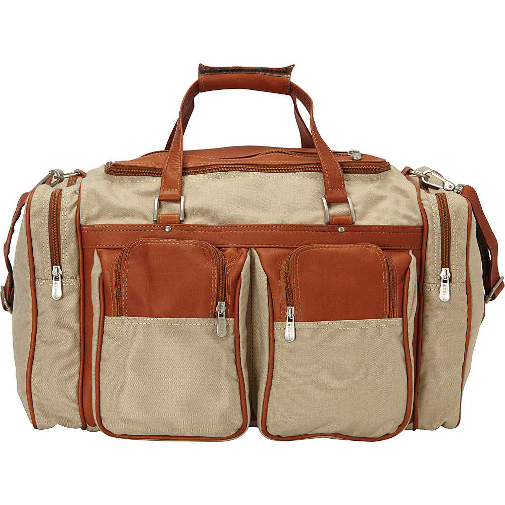 Piel 20in Duffel Bag with Pockets Canvas and Leather Saddle Piel Travel Duffels