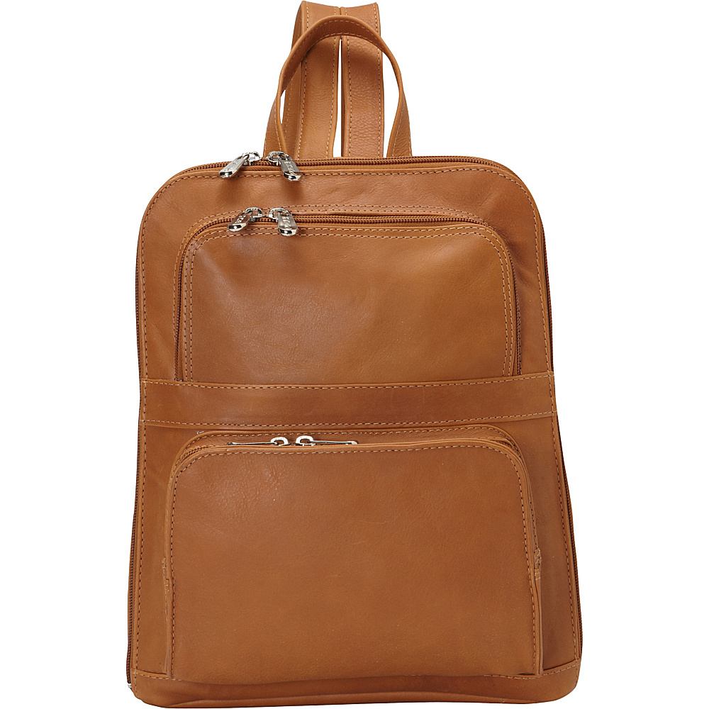 Piel Slim Tablet Laptop Backpack w Front Pockets Honey Piel Leather Handbags