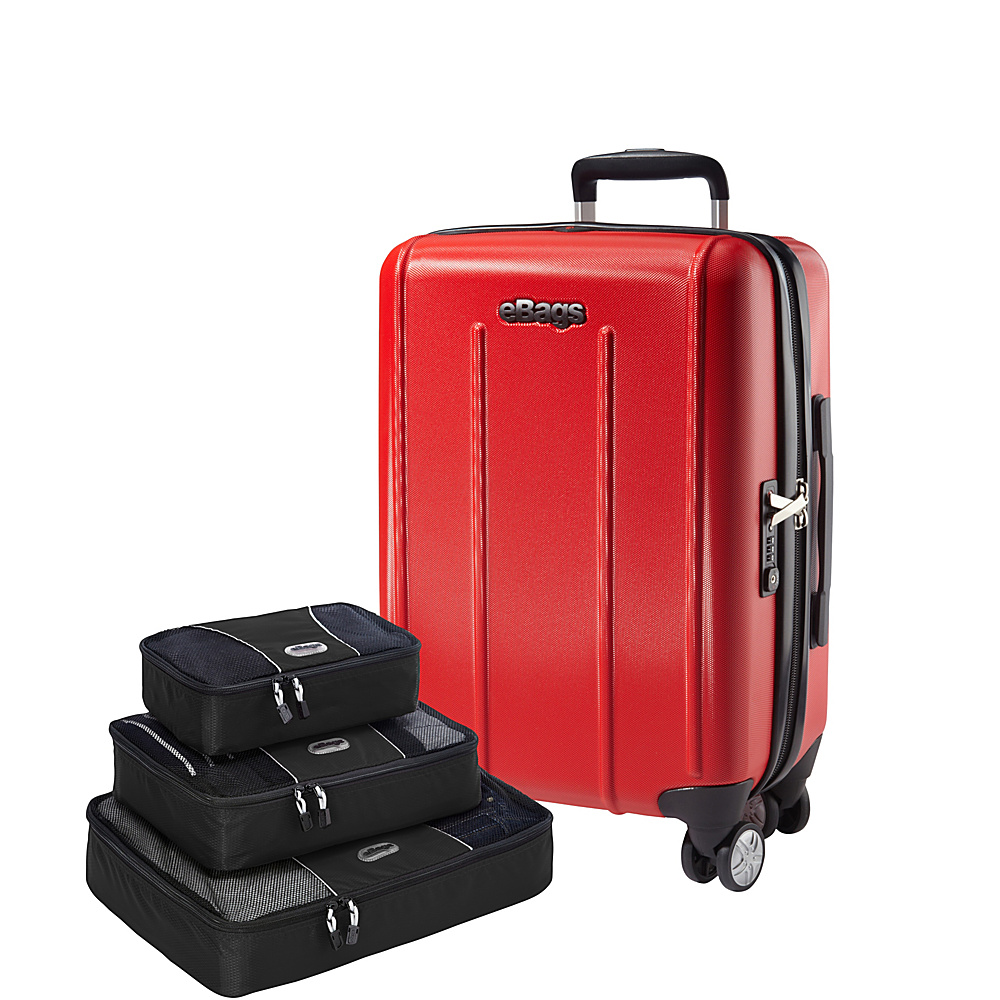 eBags Value Set EXO 2.0 Hardside Spinner Carry on Packing Cube 3pc Set Red eBags Hardside Carry On