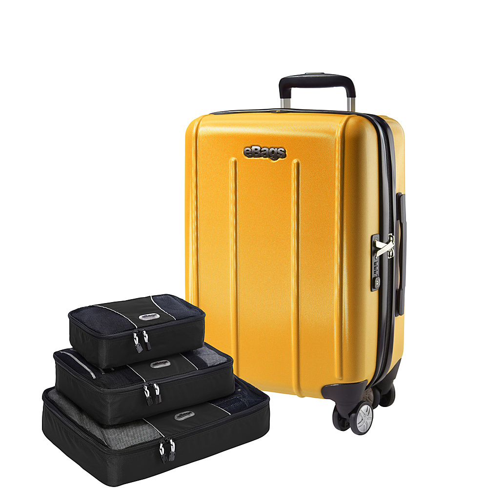 eBags Value Set EXO 2.0 Hardside Spinner Carry on Packing Cube 3pc Set Yellow eBags Hardside Carry On