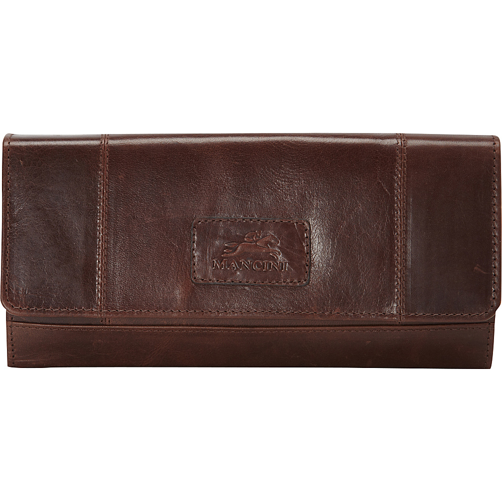 Mancini Leather Goods Ladies RFID Clutch Wallet Brown Mancini Leather Goods Women s Wallets