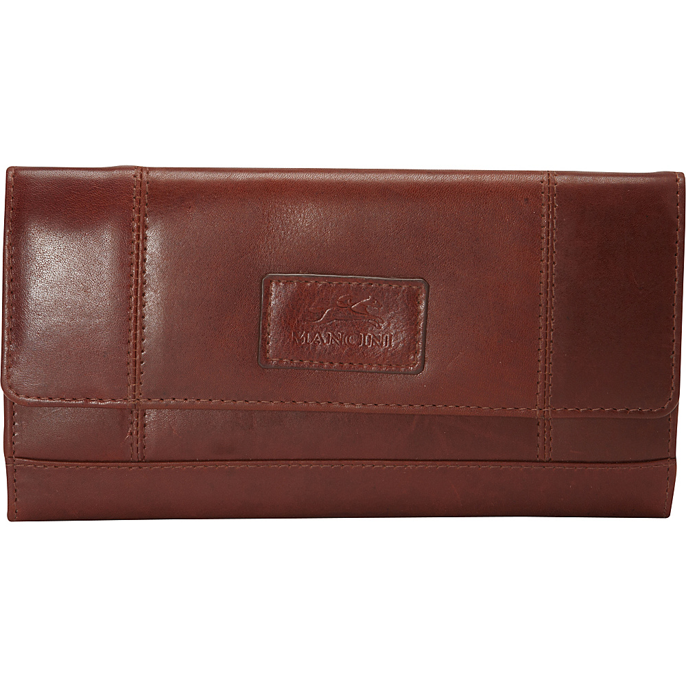 Mancini Leather Goods Ladies RFID Clutch Wallet Cognac Mancini Leather Goods Women s Wallets