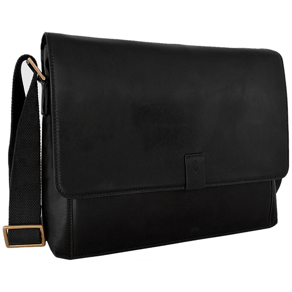 Hidesign Aiden Leather Business Laptop Messenger Crossbody Bag Black Hidesign Messenger Bags