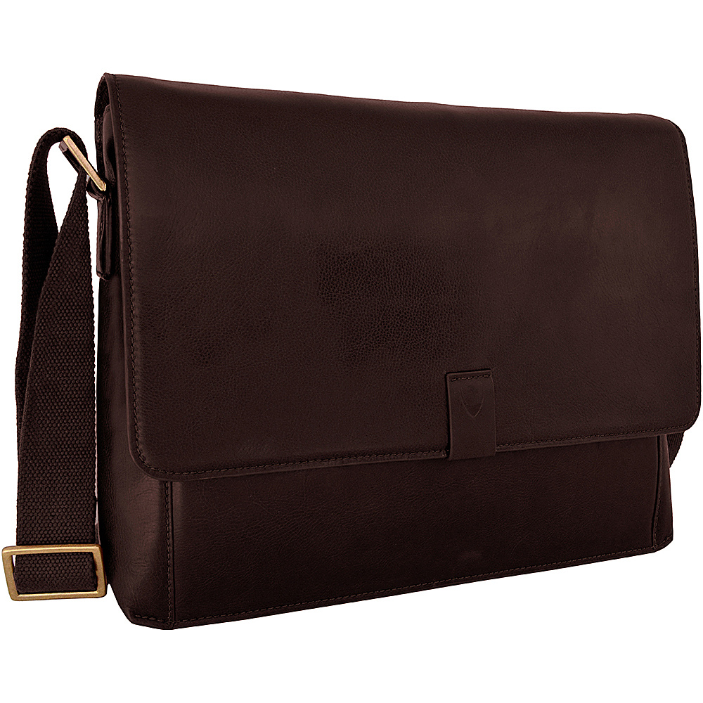 Hidesign Aiden Leather Business Laptop Messenger Crossbody Bag Brown Hidesign Messenger Bags