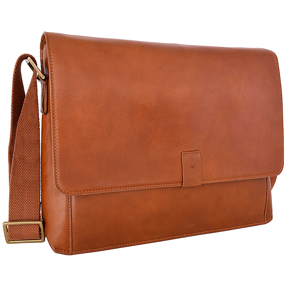 Hidesign Aiden Leather Business Laptop Messenger Crossbody Bag Tan Hidesign Messenger Bags