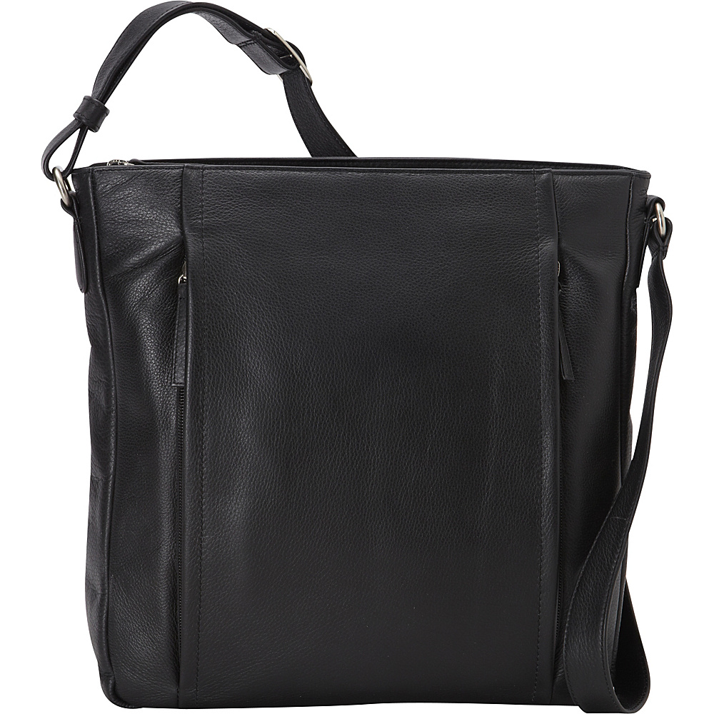 Derek Alexander N S Inset Top Zip Bag Black Derek Alexander Leather Handbags