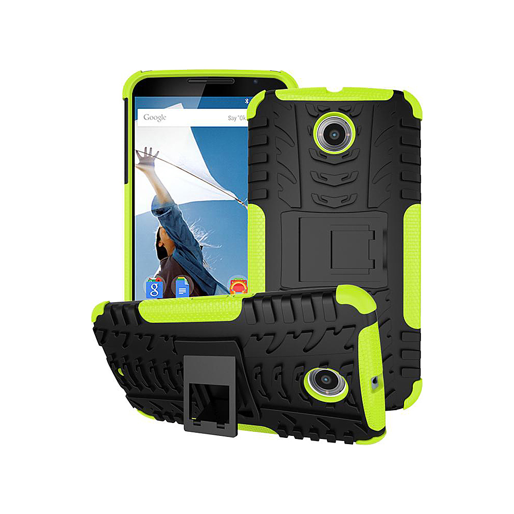 rooCASE Heavy Duty Trak Armor Hybrid Rugged Stand Case for Google Nexus 6 Green rooCASE Electronic Cases