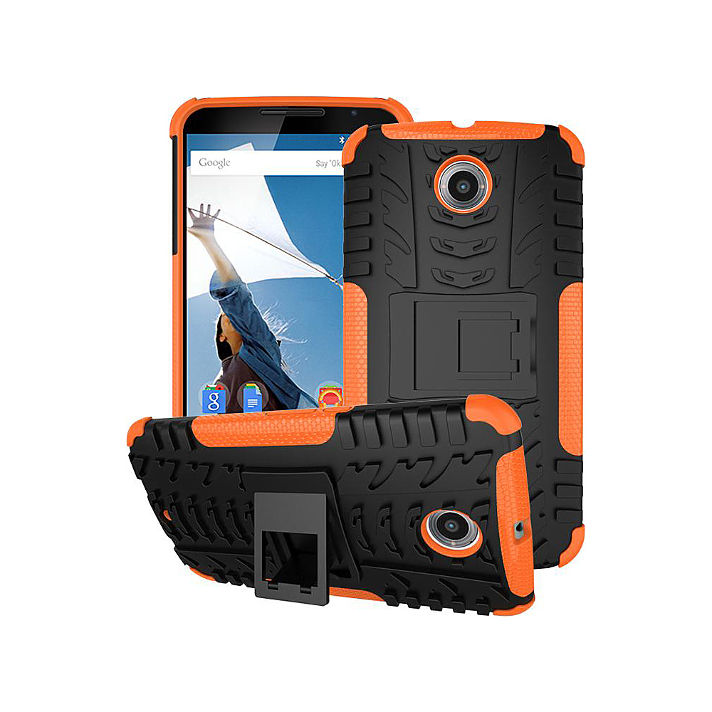 rooCASE Heavy Duty Trak Armor Hybrid Rugged Stand Case for Google Nexus 6 Orange rooCASE Electronic Cases