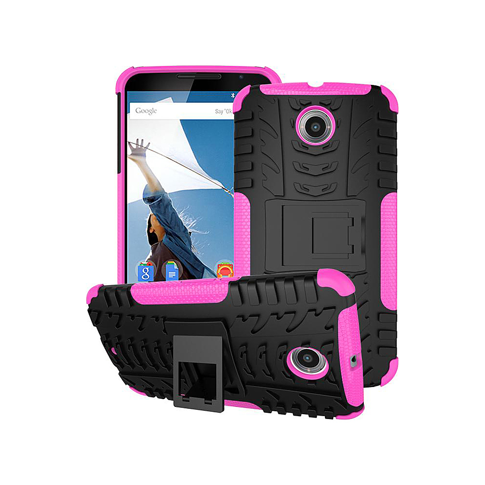 rooCASE Heavy Duty Trak Armor Hybrid Rugged Stand Case for Google Nexus 6 Magenta rooCASE Electronic Cases