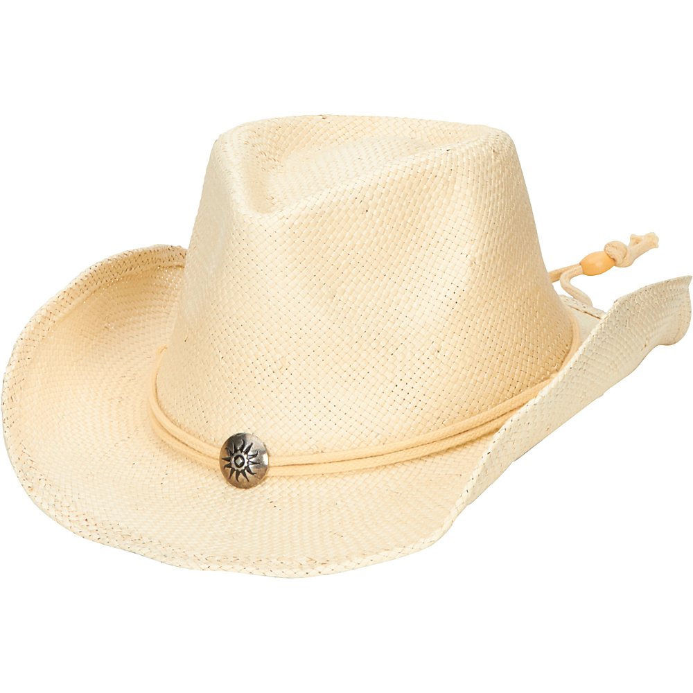 San Diego Hat Woven Paper Straw Cowboy with Chin Cord and Metal Trim Natural San Diego Hat Hats