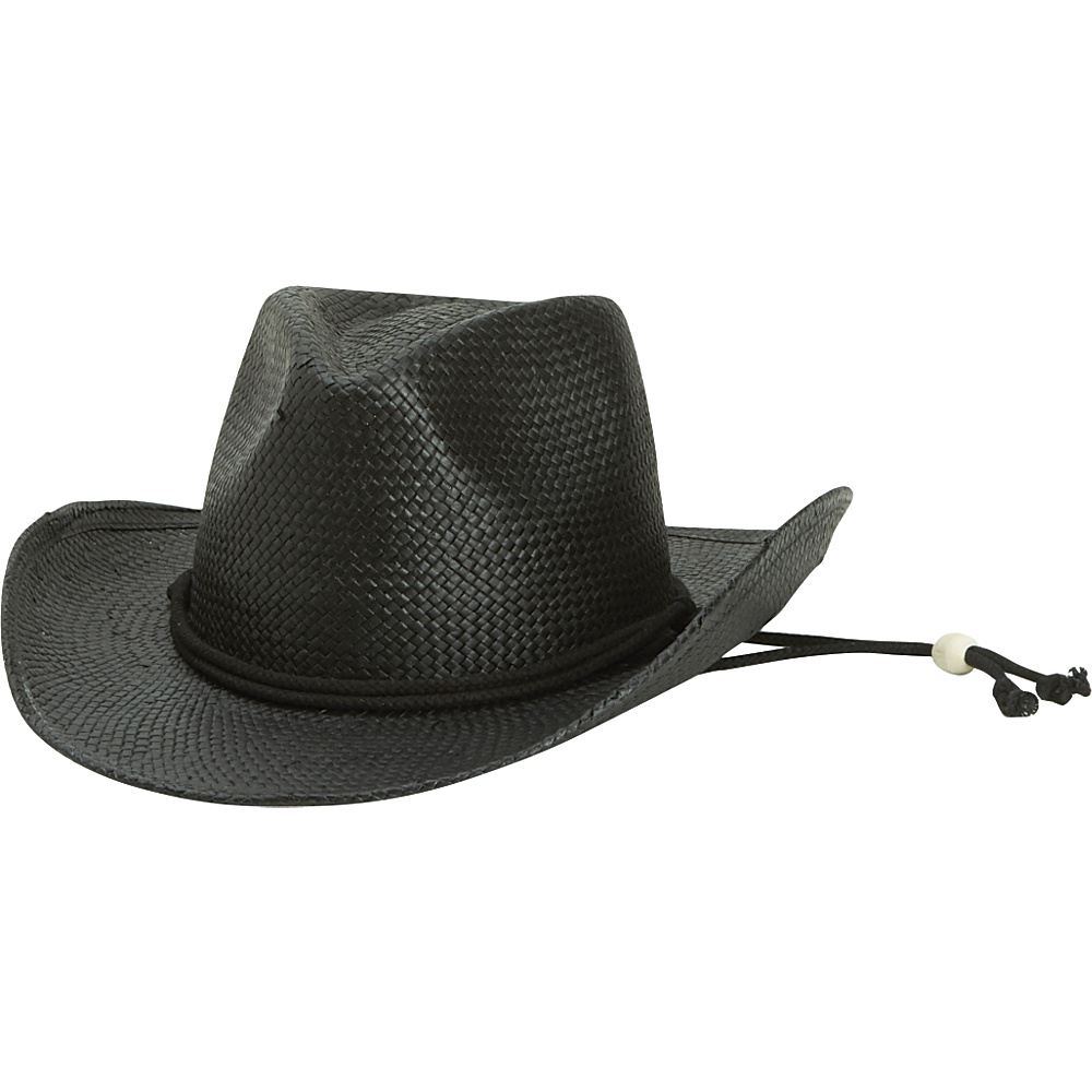 San Diego Hat Kids Woven Paper Cowboy with Chin Cord and Stretch Band Black San Diego Hat Hats Gloves Scarves