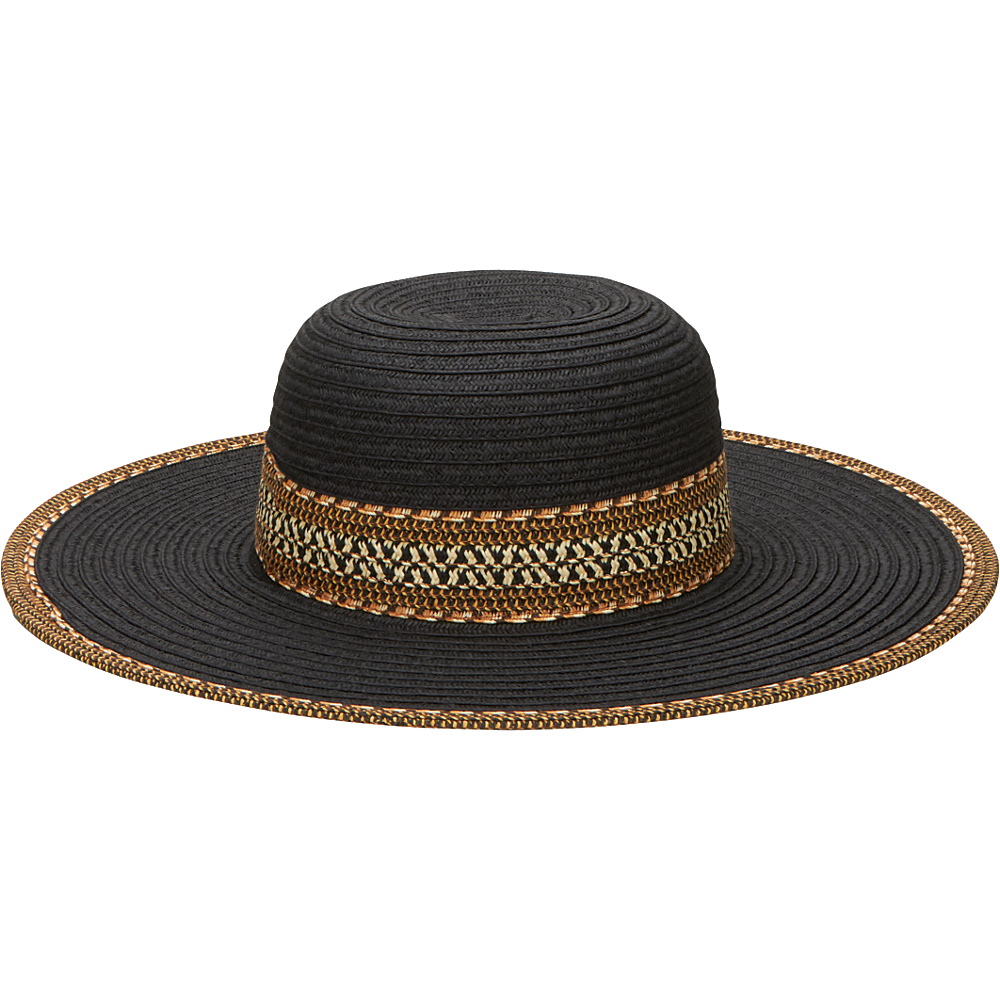 San Diego Hat Ultrabraid Sunbrim Hat with Pattern Band Black San Diego Hat Hats Gloves Scarves