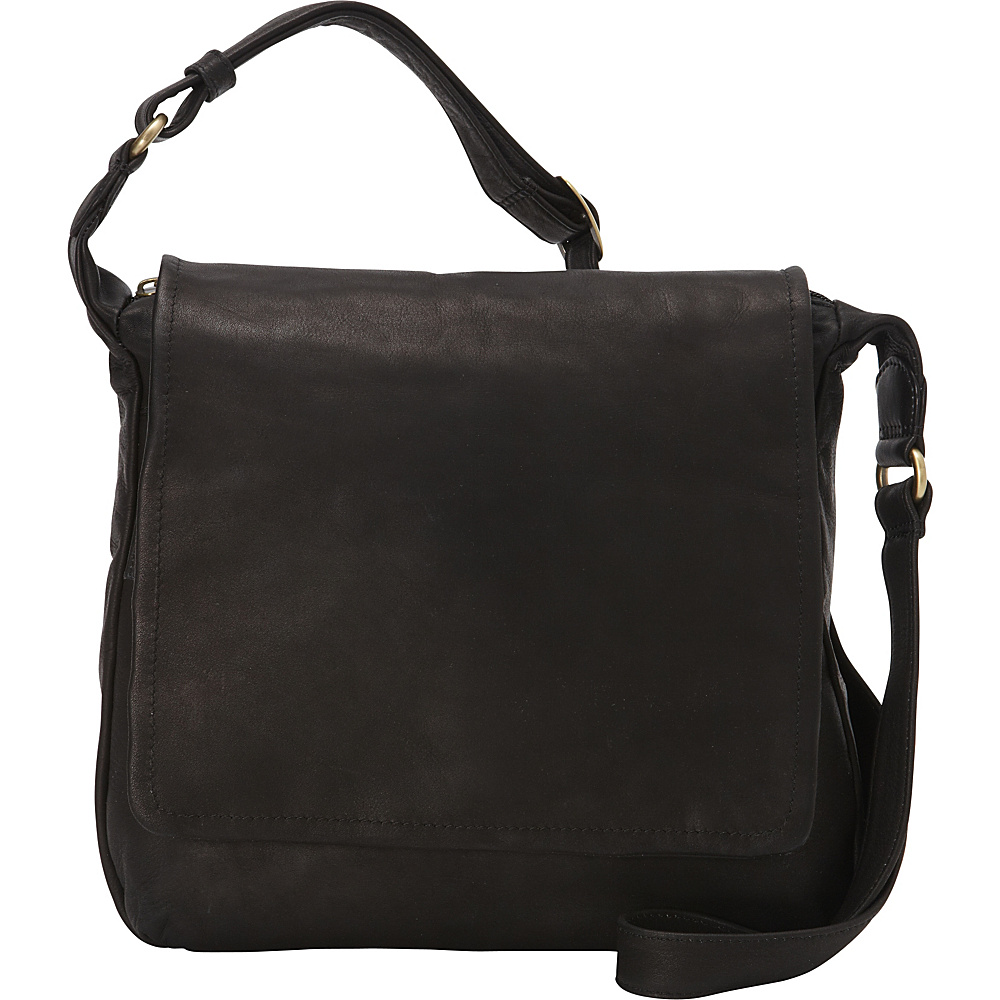 Derek Alexander NS 3 4 Flap Shoulder Bag Black Derek Alexander Leather Handbags