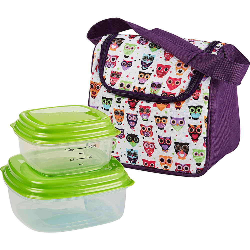 Fit Fresh Morgan Insulated Kids Lunch Bag Kit with Reusable Containers Hoot Fit Fresh Travel Coolers