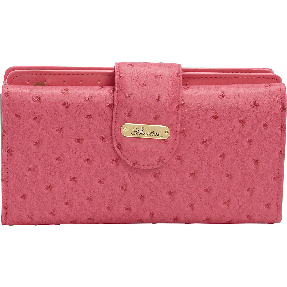 Buxton Ostrich Brights Go To Superwallet Coral Buxton Women s Wallets