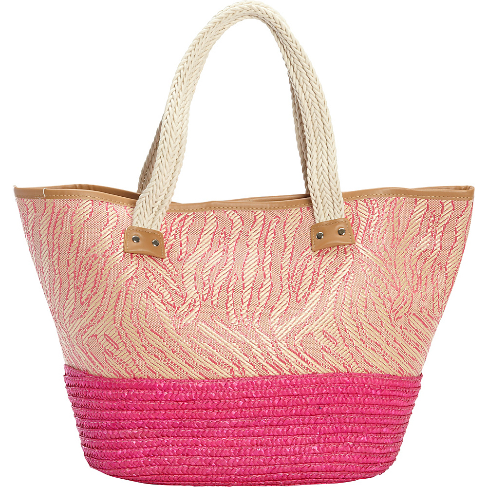 Magid Abstract Milan Rope Tote Pink Magid Straw Handbags